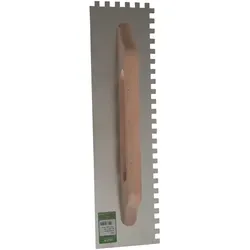 Hufa Schweizer Aufziehplatte Edelstahl mit Holzgriff 480x130mm - Hufa Aufziehplatte aus rostfreiem Edelstahl mit ergonomischem Naturholzgriff, ideal für das präzise Auftragen von Fliesenkleber. Perfekt für Profis und Heimwerker!