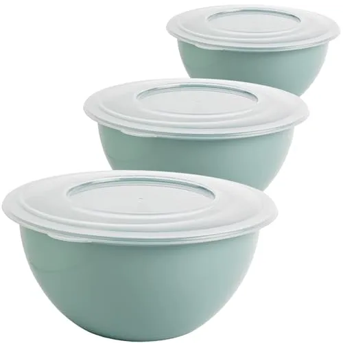 2friends Schüssel mit Deckel 5l 3er Set - Vielseitige Salatschüssel und Rührschüssel, BPA-freies PP, Trendfarbe: Grün, Ø 28 cm, EU-Fertigung