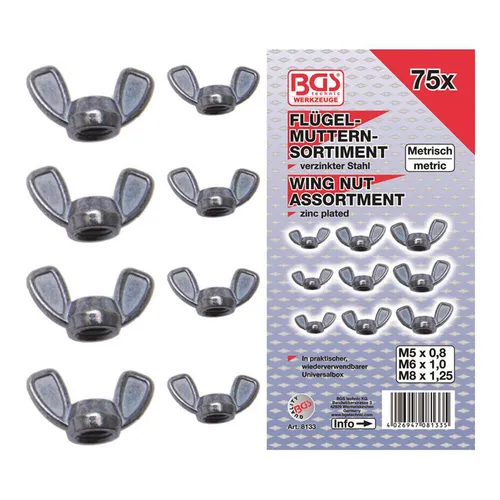 BGS-8133 Flügelmuttern-Sortiment 75-tlg.