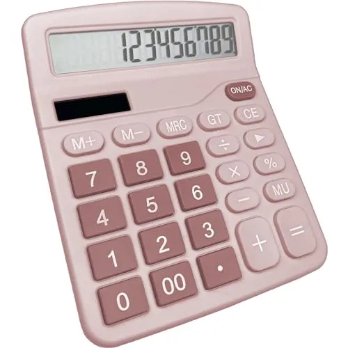 Newaner Taschenrechner, Tischrechner mit 12-Stelligem Großem LCD-Display, Mini Taschenrechner Standard Funktion für Büro, Zuhause und Schule, Tischtaschenrechner mit Großem Tasten, Rosa
