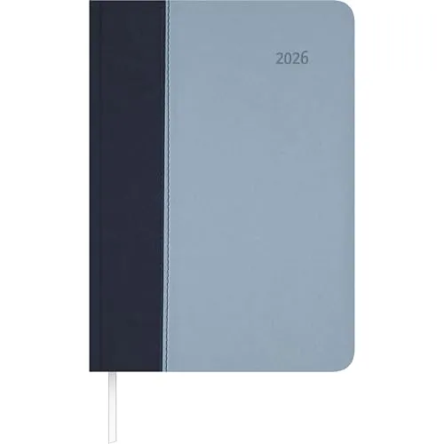 Zettler Buchkalender Premium Air blau-azur A5 2026 – eleganter Tageskalender mit Tucson-Einband, 1 Tag pro Seite, Monats- & Jahresübersicht, Monatsregister, FSC-zertifiziert, Leseband & Extras