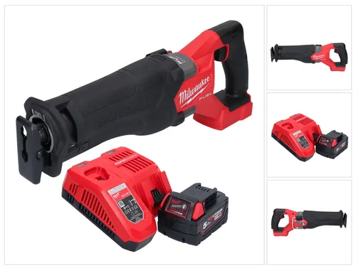 Milwaukee M18 FSZ-501 Akku Säbelsäge 18 V - Säbelsäge mit 18 V Bürstenlosem Motor, inklusive 5,0 Ah Akku und Ladegerät. Ideal für präzise Schnitte in Holz, Kunststoff und Metall.