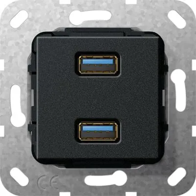 Gira 568510 USB 3.0 A 2-fach Kabelpeitsche in schwarz von Gira
