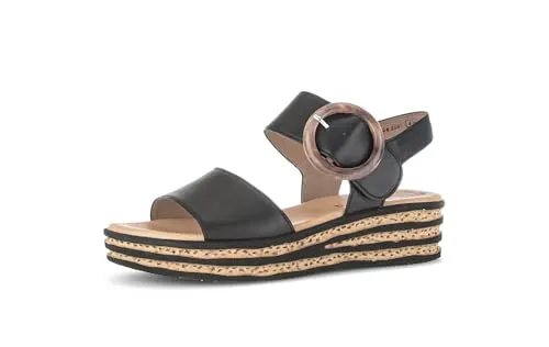 Gabor 44.550 Damen Sandalette - Elegante Riemchen Sandalen in Schwarz - Wanderschuhe mit hochwertigem Glattleder, gepolsterter Decksohle und individuell verstellbarem Klettverschluss für optimalen Tragekomfort und stilvollen Look.