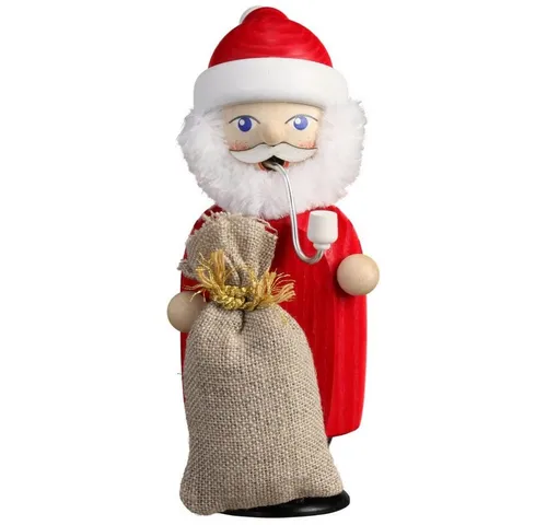 Seiffener Volkskunst Räuchermann Weihnachtsmann 14 cm - Weihnachtlicher Zierschmuck, handgefertigt aus dem Erzgebirge – ideal als Geschenk und zeitlose Dekoration für Liebhaber der Erzgebirgischen Holzkunst.