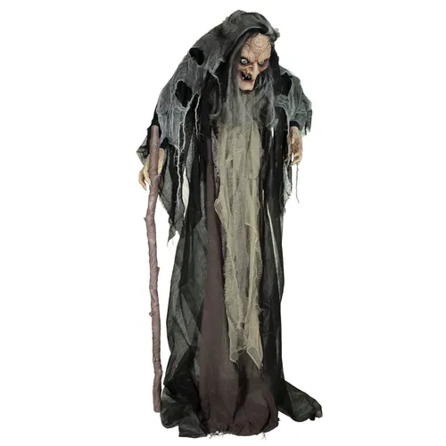 Halloween Figur Hexe NAHEMA, 160cm - animiert mit Bewegung, Licht und Sound - Kategorie: Kinder-Musikboxen, beeindruckende gruselige Hexenfigur mit Animation, die Licht und Sound kombiniert - perfekt für Halloween-Dekoration!