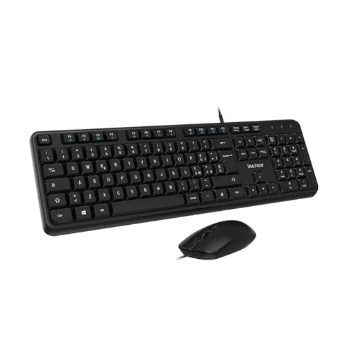 Vultech KM-811 Kabelgebundene Tastatur mit Maus, QWERTY, Schwarz