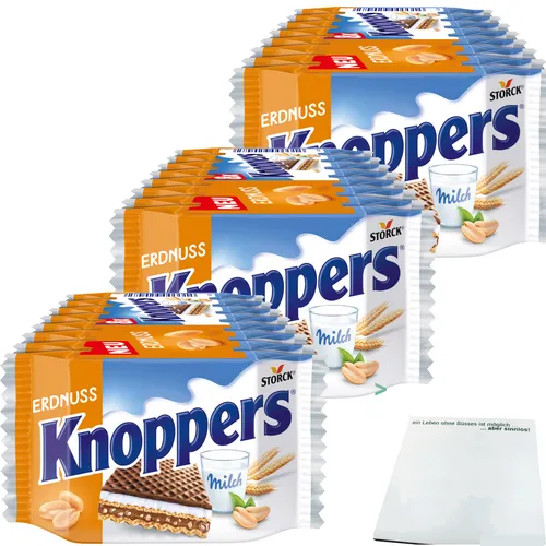 Knoppers Erdnuss Waffelschnitte 3er Pack 3x8x25g Packung usy Block