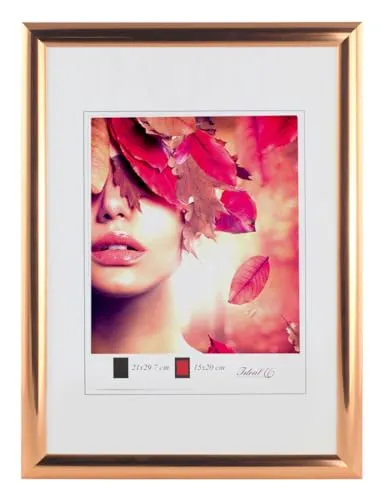 IDEAL TREND Moderner Bilderrahmen mit echtem Glas für wertvolle Erinnerungen Bilder Foto Rahmen mit abgerundetem Profil: Farbe: Rose Gold | Format: 50x50