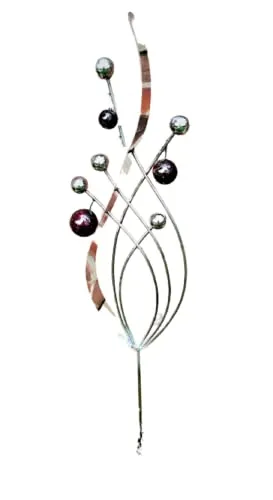 Skulptur Venedig klein Edelstahl violett - Wetterfester Pflanzstecker aus Edelstahl in modernem Design, ideal für Balkon und Garten. Verleiht Ihrem Beet einen besonderen Akzent mit eleganten Kugeln.