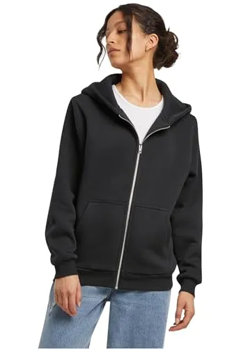 Build Your Brand Damen Fluffy Zip Hoody, gemütliche Kapuzenjacke im Relaxed Fit, Basic für Alltag und Freizeit