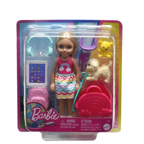 Mattel Barbie Refreshed Travel Chelsea Puppe mit Zubehör - Anzieh- & Modepuppen: Chelsea ist bereit für spannende Reisen mit ihrem Welpen und 6 tollen Reiseaccessoires, die die Fantasie anregen!