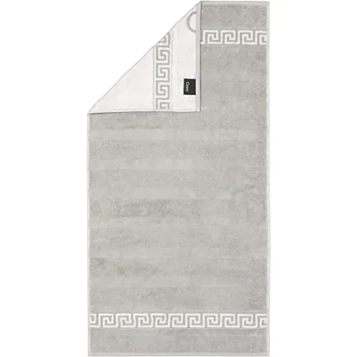 Cawö Home Handtücher Noblesse Duo 1003 Platin - 76 Duschtuch 80x150 cm - Duschtuch in elegantem Mäander-Design, extraweiche Veloursstreifen aus reiner Baumwolle, pflegeleicht und made in Germany.