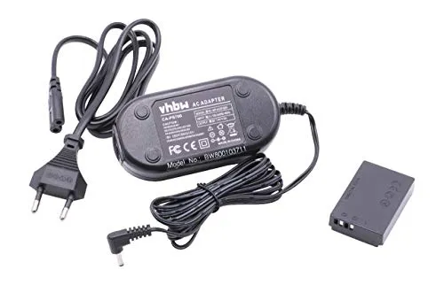 vhbw Netzteil kompatibel mit Canon EOS 100D, Kiss X7, M10, M2 Kamera, Digitalkamera, DSLR - Netzkabel + DC Kuppler, 2m