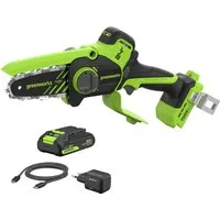 Greenworks Mini-Akku-Kettensäge-Set CS1032GA2 Schwertlänge 10 cm 24 V