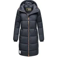 MARIKOO Damen Winterjacke N024 - Stylische Steppjacke mit gefütterter Kapuze - Funktionsjacken, lang geschnittene Jacke mit 4 praktischen Taschen und Wärme speichernder Funktion für optimalen Komfort bei kaltem Wetter.