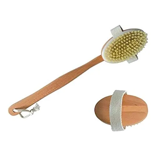 MSV Massagebürste Rückenbürste, Badebürste aus Holz mit langem Stiel Körper-Peeling - Bürste ist abnehmbar