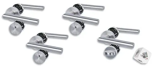 Lager 17 Edelstahl Türbeschlag 4er Set - Vielseitiges Set mit 3 Zimmertürgarnituren und 1 WC/Badtüre. Robuste Qualität mit Hochhaltefeder, passend für Türstärken von 37-47 mm. Inklusive Befestigungsmaterial für einfache Montage.