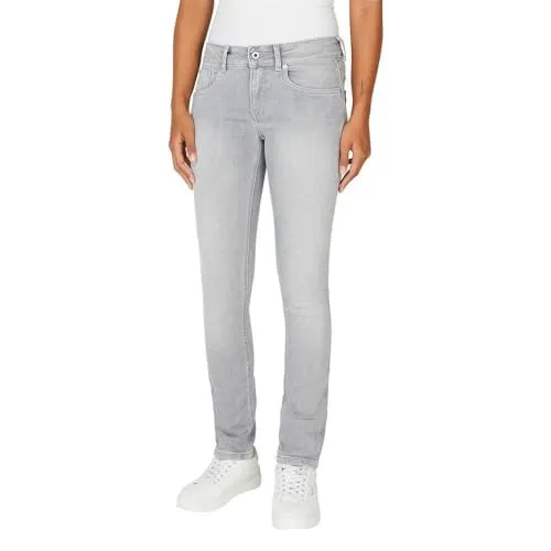 Pepe Jeans Damen PL204737UH4 Slim Fit Jeans grau - Nachhaltige Slim Fit Jeans mit niedrigem Bund und abgenutztem Effekt, hergestellt aus verantwortungsvollen Materialien. Ideal für einen lässigen Look.