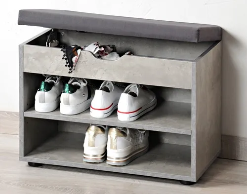 Kesper Schuhschrank mit Sitzkissen  B 60 x H 47 x T 30 cm Farbe grau   15934-13