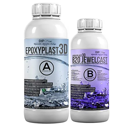 Epoxidharz EpoxyPlast 3D B20 Jewel Cast 1,5 KG für Resin Art I Ultra Diamantklar I Exzellenter UV Schutz I Schmuck I Gießharz I Glasklar I Formenbau I Premium Produkt I Schnellhärtend I Holz Glas