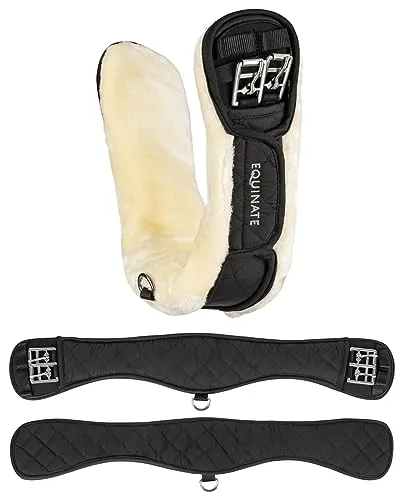 Equinate Kurzgurt Lakewood 80cm mit abnehmbaren Lammfell - Reitgurt mit anatomischem Design, das Druckstellen vorbeugt. Pflegeleichtes, abnehmbares Lammfell und atmungsaktives Material sorgen für Komfort und Kühlung während des Trainings.