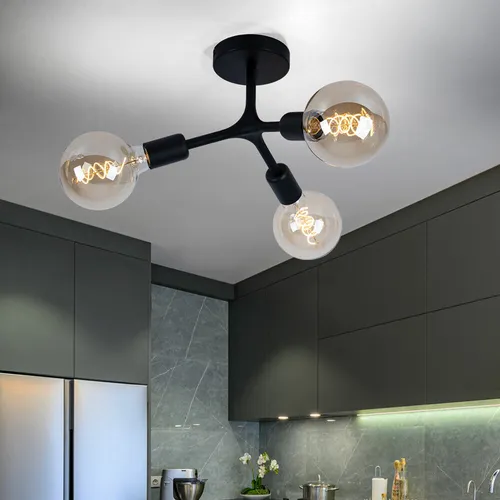 Deckenlampe Spotleuchte Vintage Deckenleuchte 3 flammig schwarz E27 Fassungen