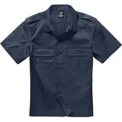 Brandit US Shirt Short Sleeve - Navy, Größe M - Herrenhemden aus robustem, wasserabweisendem Mischgewebe mit geradem Schnitt und praktischen Brusttaschen für einen lässigen Look.