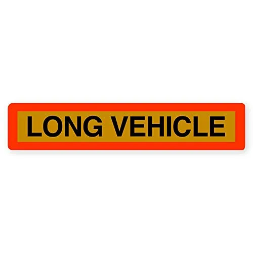 'Long Vehicle' Schild auf Aluminium | gelb und rot-orange | zwei Größen (1265mm x 225mm bzw 2x 525mm x 250mm) | Reflexionsklasse RA1/A | Heckwarntafel für LKW in Premium-Qualität (1x 1265mm x 225mm)