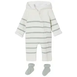 vertbaudet Jumpsuit Baby-Set: Strick-Overall & Socken grün 56