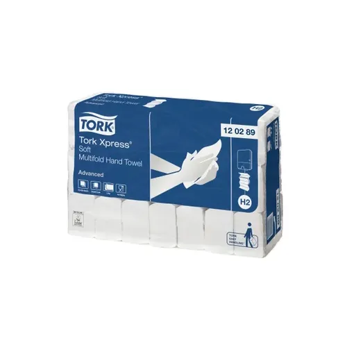 Tork 120289 130289 Papierhandtücher Xpress Multifold H2 - 2-lagige Papiertücher im H2-Interfold System, besonders weich und wirtschaftlich, ideal für öffentliche und gewerbliche Räume. 3780 Blatt in 21 Packungen.
