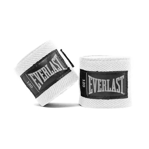 Everlast Core Handbandagen, atmungsaktiv, Polyester-Baumwolle, Klettverschluss, Handgelenk- und Knöchelschutz, zum Tragen unter Box- oder Trainingshandschuhen, ideal für Kampfsport, 304,8 cm, Weiß