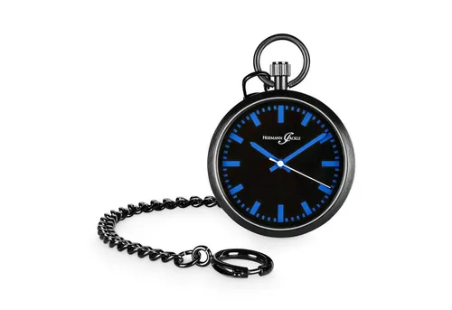 Hermann Jäckle Berlin Quarz Taschenuhr inkl. Kette & Etui (Blau) - Taschenuhr für Herren mit elegantem Design, hochwertigem Edelstahlgehäuse und präzisem Miyota Quarzwerk. Ideal für jeden Anlass und sicher verpackt im praktischen Etui.