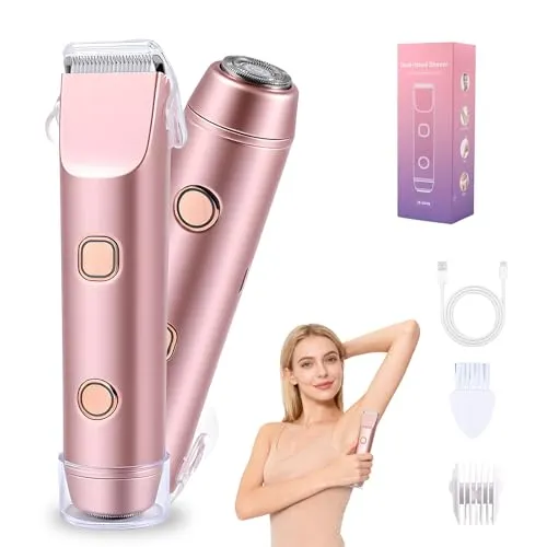 Carehabi Rasierer Damen und Intimrasierer für Frauen 2-in-1 Elektrischer Bikini Trimmer mit Keramikklinge IPX7 Wasserdicht Leiser Damenrasierer Gesichtshaarentferner Typ-C 0.14kg
