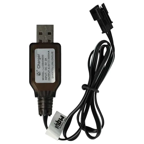 vhbw USB-Ladekabel für RC-Akkus mit SM-3P-Anschluss, RC-Modellbau Akkupacks - 60 cm 6,4 V