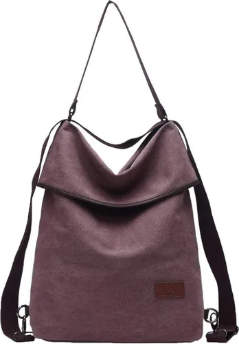 Travistar Damen Canvas Schultertasche Rucksack Vintage Handtasche A4 Diebstahl Tasche Hobo Büro Schule Einkauf