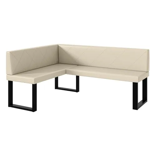 MEBLINI Eckbank für Esszimmer - Küchenbank - Essecke - Sitzecke Küche - ERIC - U-Beine 128x168x87cm Links - Creme Kunstleder