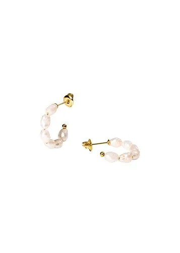 Purelei® Organic Pearl Ohrringe – Elegante Edelstahl Creolen mit echten Süßwasserperlen - Ohrringe für Damen mit einzigartigen Süßwasserperlen, gefertigt aus 14K/18K vergoldetem Edelstahl – stilvoll, leicht und perfekt für den täglichen Komfort.