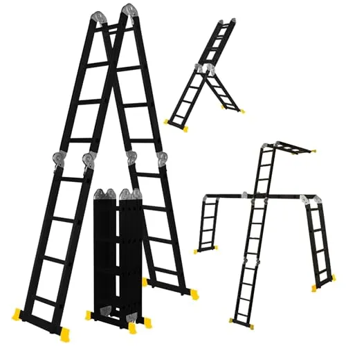 𝐂𝐑𝐀𝐅𝐓𝐅𝐔𝐋𝐋 Aluminium Mehrzweckleiter CF-104A - 6in1 Multifunktionsleiter - Mehrzweckleiter mit 16 Sprossen, maximaler Arbeitshöhe von 6,88 m und 3 Jahre Garantie. Ideal für Malerarbeiten und Gartenprojekte, sicher und stabil durch rutschfeste Sprossen und gummierte Füße.