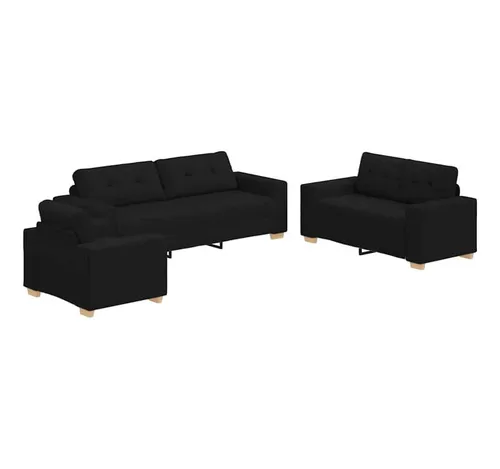 vidaXL 3-tlg. Sofagarnitur mit Kissen Schwarz von vidaXL