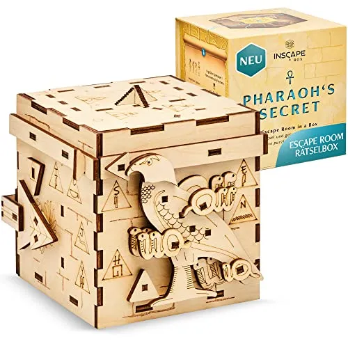 INSCAPE Pharaoh´s Secret - Rätselbox Holz - Puzzles: Spannendes Escape Room Spiel für alle Rätsel-Fans! Löse die 148 Teile der handgefertigten Box und entdecke das Geheimnis des Pharaos. Ideal als Geschenk oder für gemeinsame Spielabende!