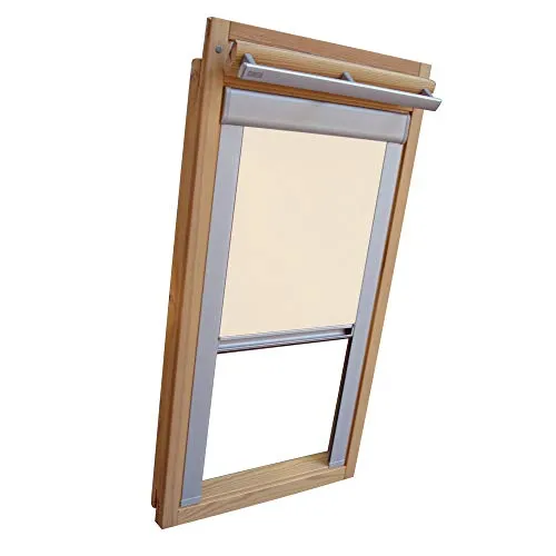 Verdunkelungsrollo THERMO Alu-Rückseite für VELUX Dachfenster TYP GGL/GPL - 610 oder S10 - Farbe Creme - mit Aluminium Seitenschienen - KLICK Montage