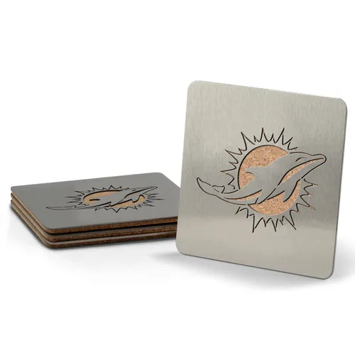 Miami Dolphins NFL YouTheFan Untersetzer 4er-Set - Stylisches 4er-Set Untersetzer in Teamfarben der Miami Dolphins. Hergestellt aus hochwertigem Edelstahl und Kork, ideal für Fans und als Deko-Element.
