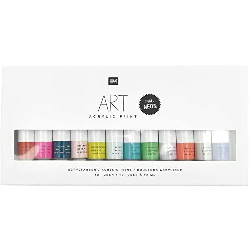 Rico Design Art Künstler Acrylfarben-Set Fashion - 12 Farben je 12 ml Tuben - Malfarbe für Anfänger und Profikünstler
