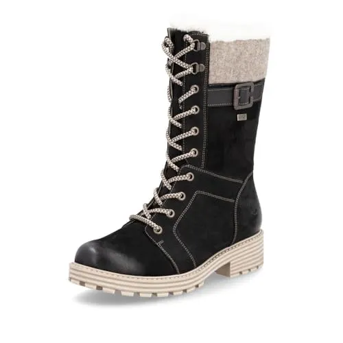 Remonte Damen Schlupfstiefel D0W72, Frauen Stiefel,lose Einlage,wasserabweisend,remonteTEX,gefüttert,Boots,Winterstiefel,schwarz Kombi (03),37 EU