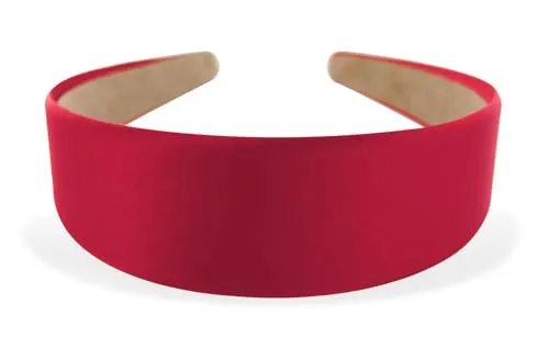 axy Breiter Haarreif mit Satin bezogen Haarband Vintage Klassik-Look Hairband Stirnband HRK1 (Rot)