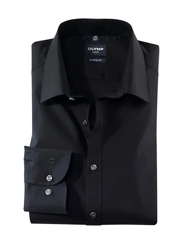 OLYMP Slim Hemd Langarm m Long Kent Kragen - 99 schwarz - 43 - Herrenhemden in modern fit, pflegeleicht und ideal für den eleganten Auftritt im Büro oder bei besonderen Anlässen.