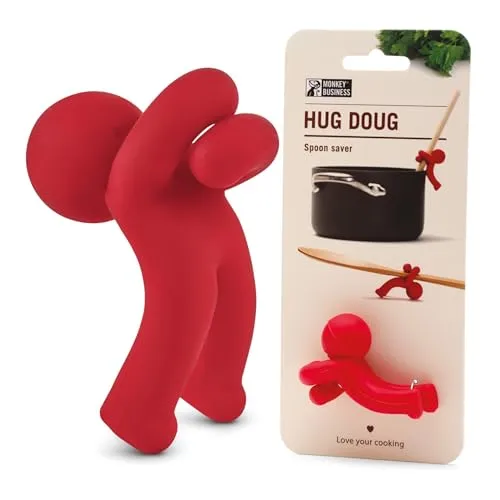 Löffelretter Hug Doug| Löffelhalter und Deckelheber | Löffelablage aus Silikon | Herdlöffelhalter | Coole Küchenhelfer & süßes Küchenzubehör | von Monkey Business