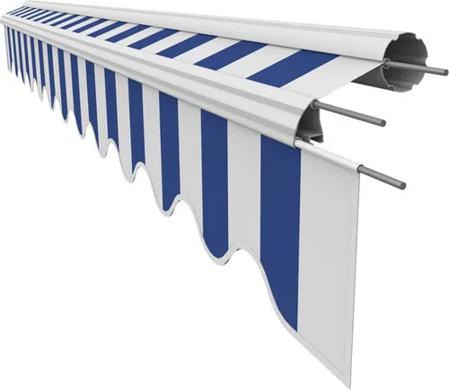 Leudus Markisenstoff mit Volant für 3x2m Markisen Markisenersatzstoff Markisentuch Sonnenschutz fertig genäht (2,82x2m SPD022)