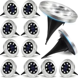 8LEDs Solarleuchten Garten, Solarlampe, Solar Bodenleuchte, Aussen Solar Gartenleuchten, IP65, Kaltweiß Retoo 12 x